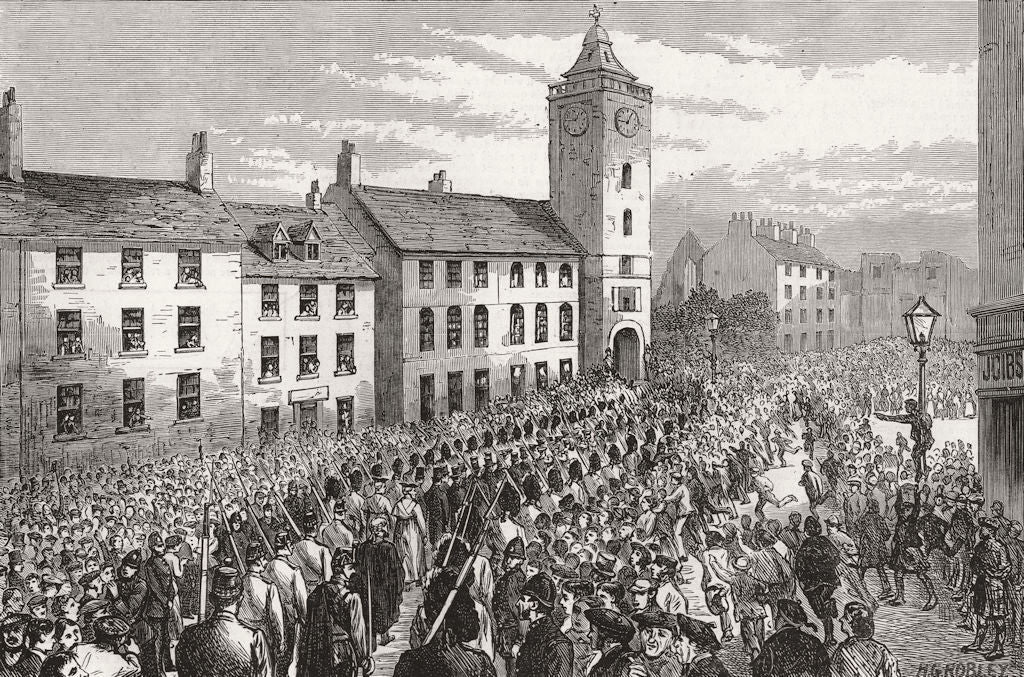 STIRLING. Opening Assizes, Judges parade 1873 old antique print picture